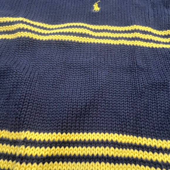 Polo Ralph Lauren Sweater Navy Yellow Striped Crewneck Men's Sweater Sz XL - Picture 3 of 11
